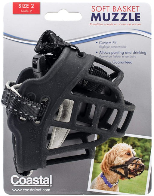 Size 2 Coastal Pet Soft Basket Muzzle for Dogs Black