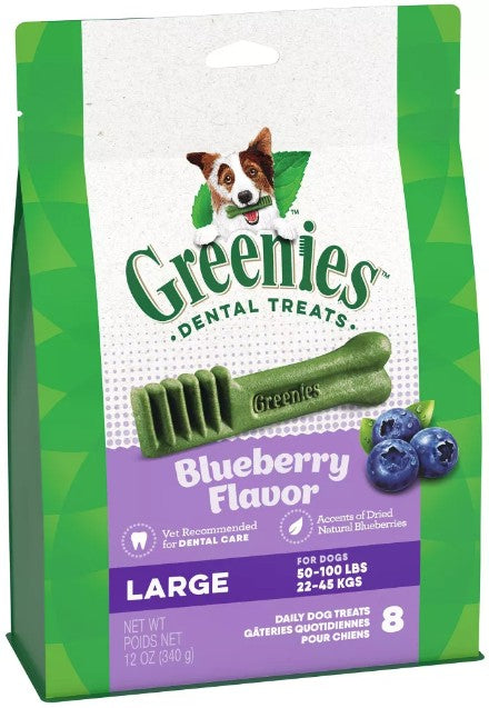 8 count Greenies Large Dental Dog Treats Blueberry