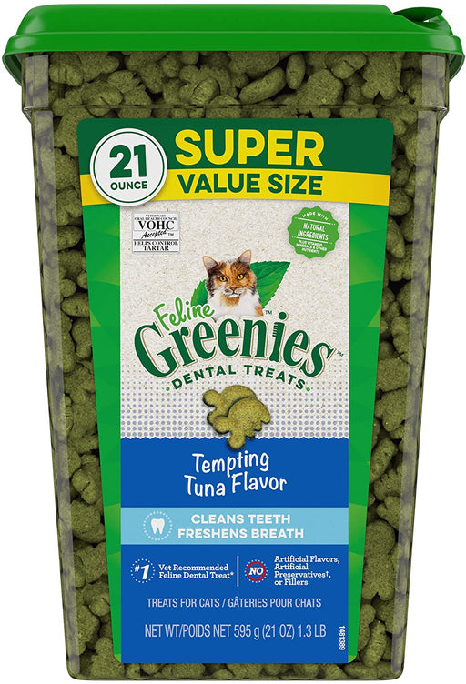 21 oz Greenies Feline Dental Treats Tempting Tuna Flavor