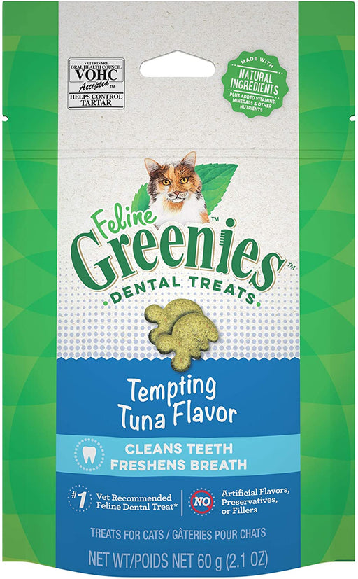 2.1 oz Greenies Feline Dental Treats Tempting Tuna Flavor