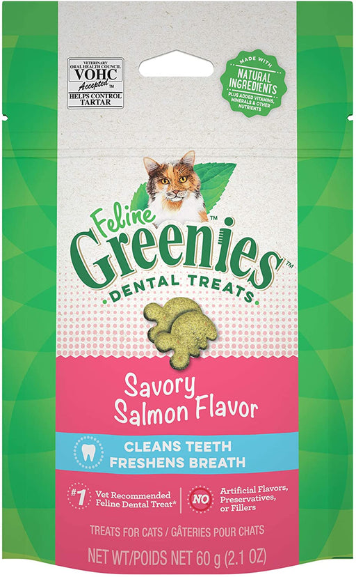 2.5 oz Greenies Feline Natural Dental Treats Tempting Salmon Flavor
