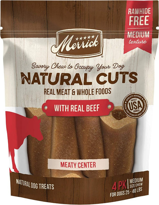 4 count Merrick Natural Cut Beef Chew Treats Medium