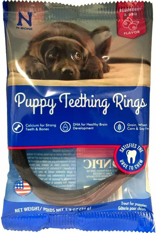 1 count N-Bone Puppy Teething Ring Blueberry and BBQ Flavor