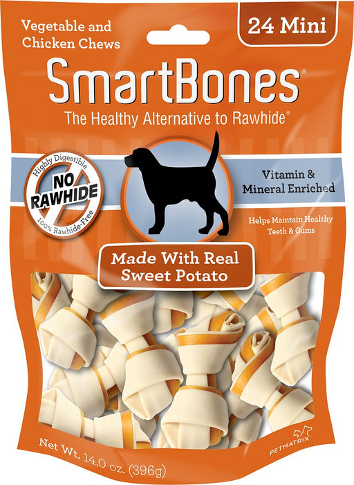 72 count (3 x 24 ct) SmartBones Rawhide Free Sweet Potato Bones Mini