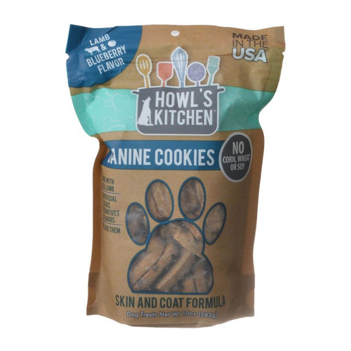 10 oz Howls Kitchen Canine Cookies Skin and Coat Formula Lamb and Blueberry