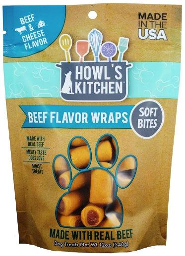 180 oz (15 x 12 oz) Howls Kitchen Beef Flavor Wraps Beef and Cheese