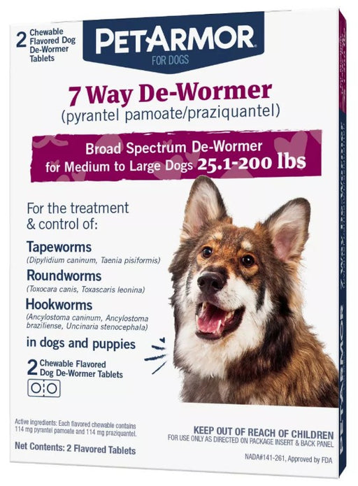 2 count PetArmor 7 Way De-Wormer for Medium to Large Dogs 25-200 Pounds