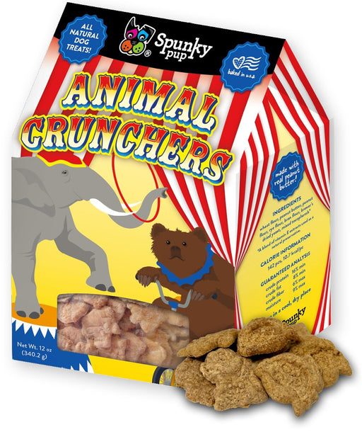 12 oz Spunky Pup Animal Crunchers All Natural Dog Biscuit Treat Peanut Butter Flavor
