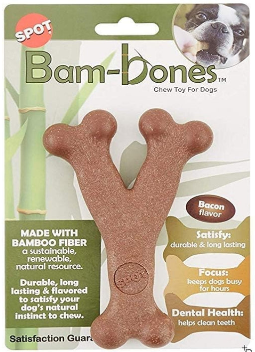 6 count Spot Bambone Wish Bone Bacon Dog Treat Medium