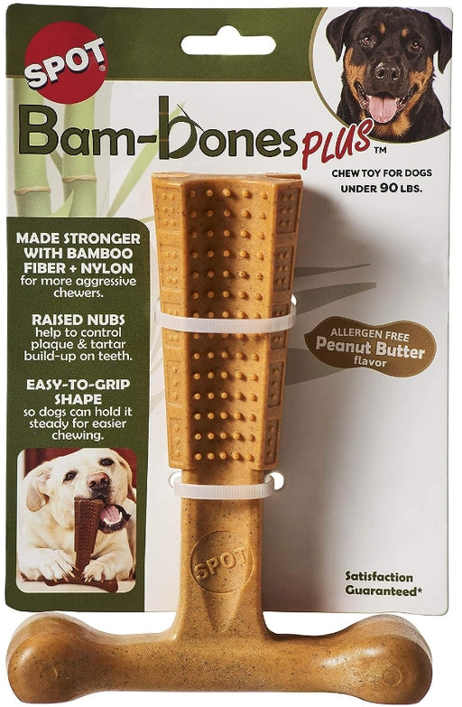3 count Spot Bambone Plus Peanut Butter Dog Chew Toy Large