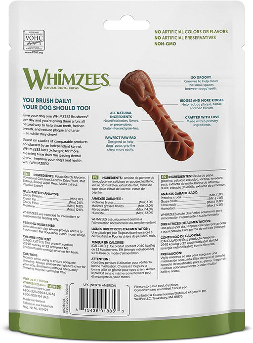 28 count Whimzees Brushzees Natural Daily Dental Chews for Dogs X-Small