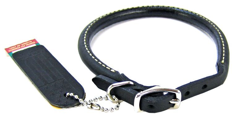 14"L x 3/8"W Circle T Rounded Collar Black Leather
