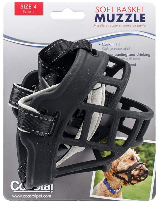 Size 4 Coastal Pet Soft Basket Muzzle for Dogs Black