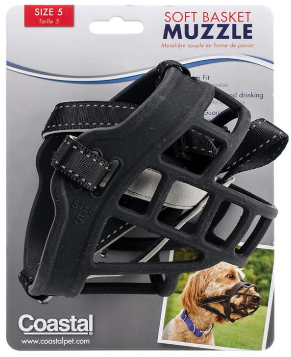 Size 5 Coastal Pet Soft Basket Muzzle for Dogs Black