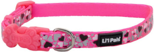6-8"L x 3/8"W Lil Pals Reflective Collar Pink with Hearts