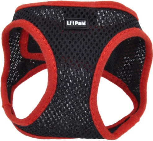 X-Small - 1 count Lil Pals Comfort Mesh Harness Black with Red Lining