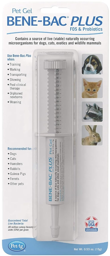 15 gram (1 x 15 gm) PetAg Bene-Bac Plus FOS & Probiotics Pet Gel