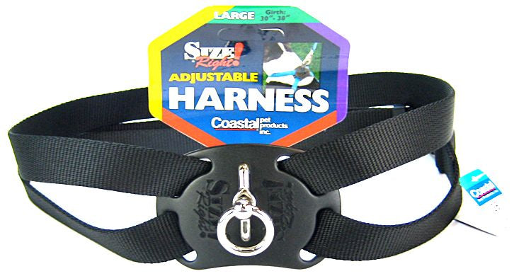 Large - 1 count Coastal Pet Size Right Nylon Adjustable Pet Harness Black