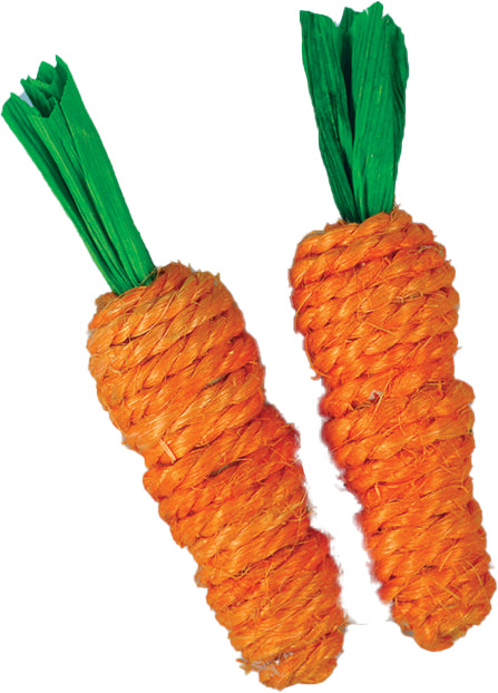 2 count AE Cage Company Nibbles Carrot Loofah Chew Toys with Jute