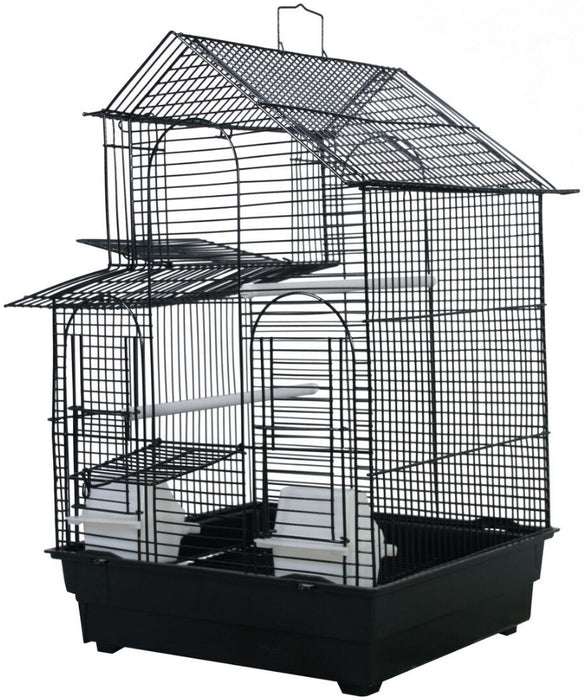 1 count AE Cage Company House Top Bird Cage Black