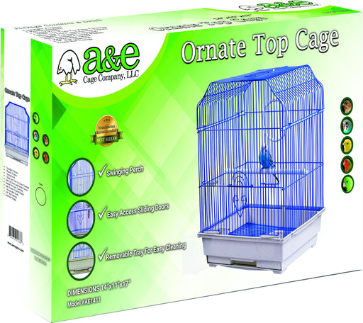 1 count AE Cage Company Ornate Top Bird Cage Black