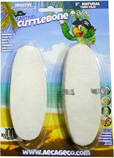 2 count AE Cage Company Captain Cuttlebone Natural Flavored Cuttlebone 5" Long