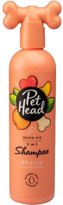 16 oz Pet Head Quick Fix 2 in 1 Shampoo for Dogs Peach with Argan Oil