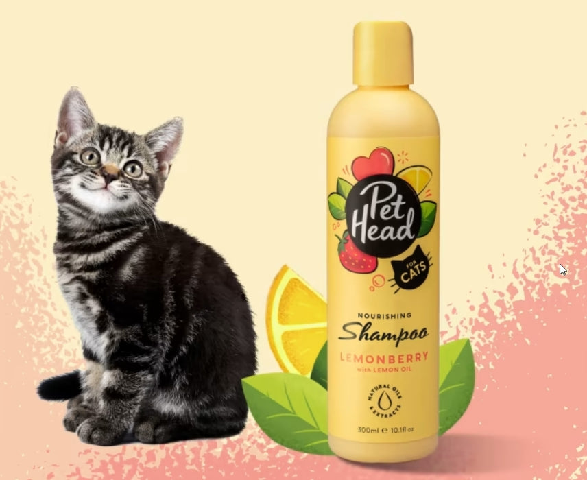 10.1 oz Pet Head Nourishing Shampoo for Cats Lemonberry with Lemon Oil