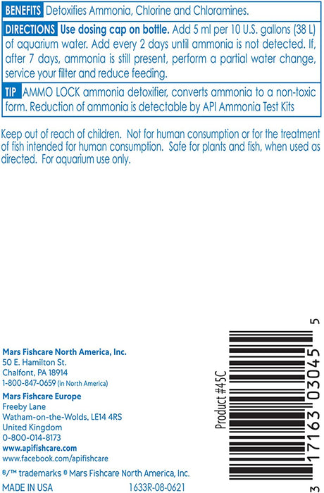 4 oz API Ammo Lock Detoxifies Aquarium Ammonia