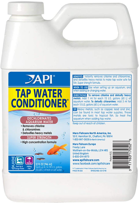 32 oz API Tap Water Conditioner Detoxifies Heavy Metals and Dechlorinates Aquarium Water