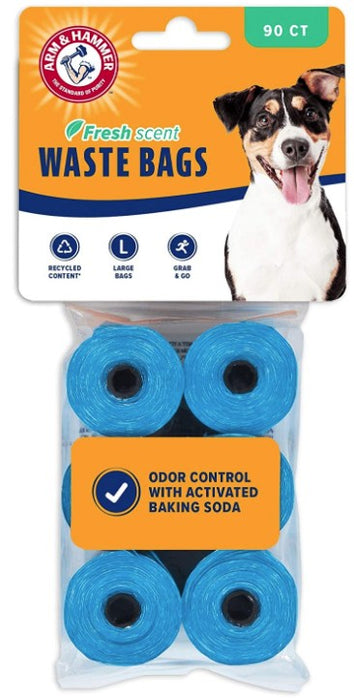 90 count Arm and Hammer Dog Waste Refill Bags Fresh Scent Blue