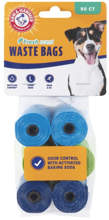 90 count Arm and Hammer Dog Waste Refill Bags Fresh Scent Assorted Colors