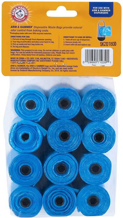 180 count Arm and Hammer Dog Waste Refill Bags Fresh Scent Blue