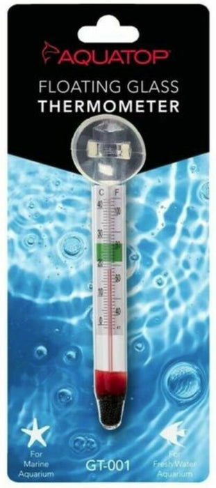 1 count Aquatop Glass Aquarium Thermometer with Suction Cup