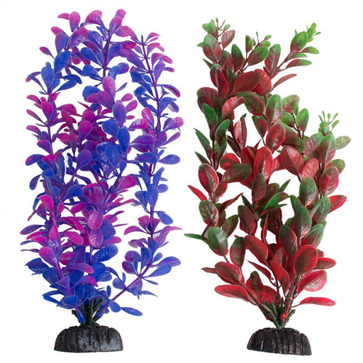 2 count Aquatop Multi-Colored Aquarium Plants Purple/Pink and Green/Red