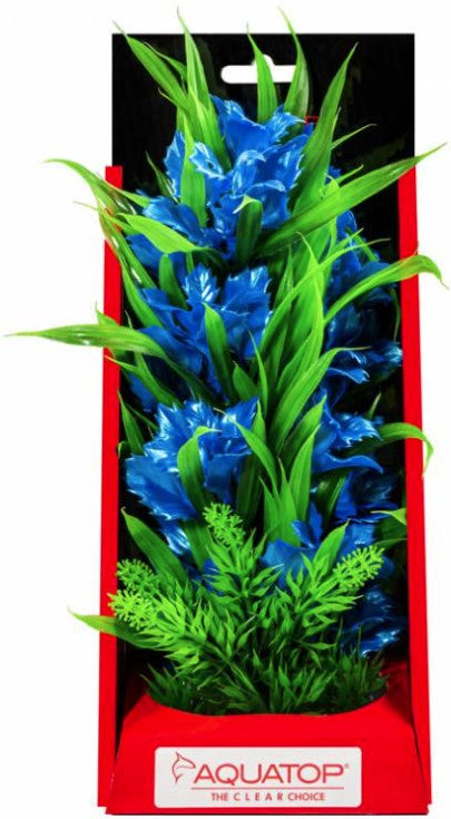 10" tall Aquatop Vibrant Passion Aquarium Plant Blue