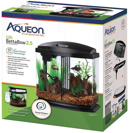 2.5 gallon Aqueon LED BettaBow 2.5 SmartClean Aquarium Kit Black