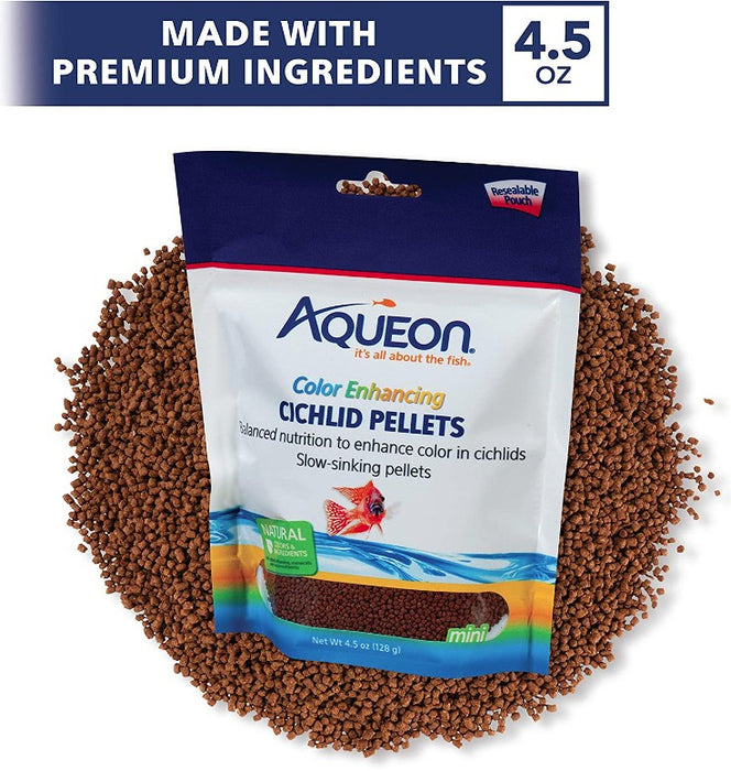 4.5 oz Aqueon Color Enhancing Cichlid Food Mini Pellets