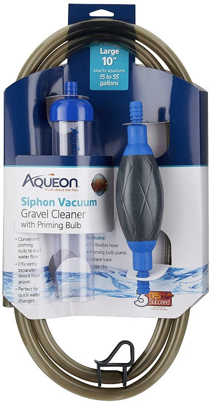 Large - 10" long Aqueon Siphon Vacuum Gravel Cleaner with Priming Bulb
