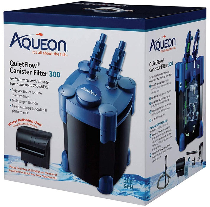 75 gallon Aqueon QuietFlow Canister Filter for Freshwater and Saltwater Aquariums