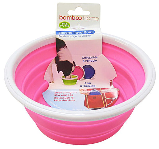24 oz Bamboo Silicone Travel Bowl Assorted Colors