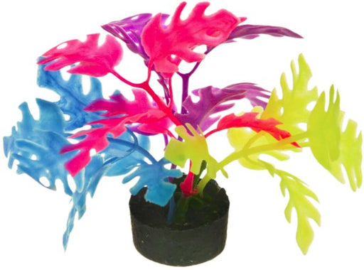 1 count Blue Ribbon Colorburst Florals Multi-colored Philo Leaf Aquarium Ornament