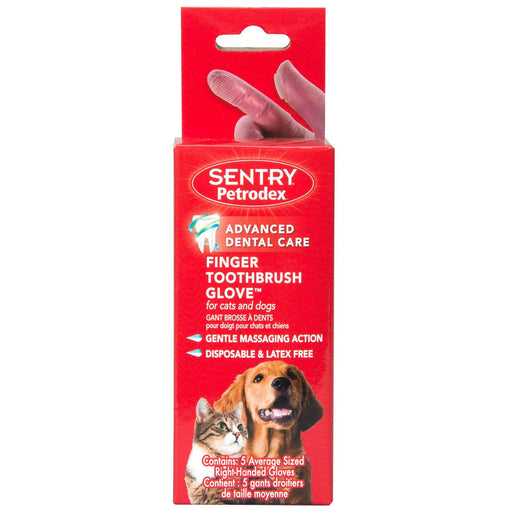5 count Sentry Petrodex Finger Toothbrush Glove for Cats and Dogs