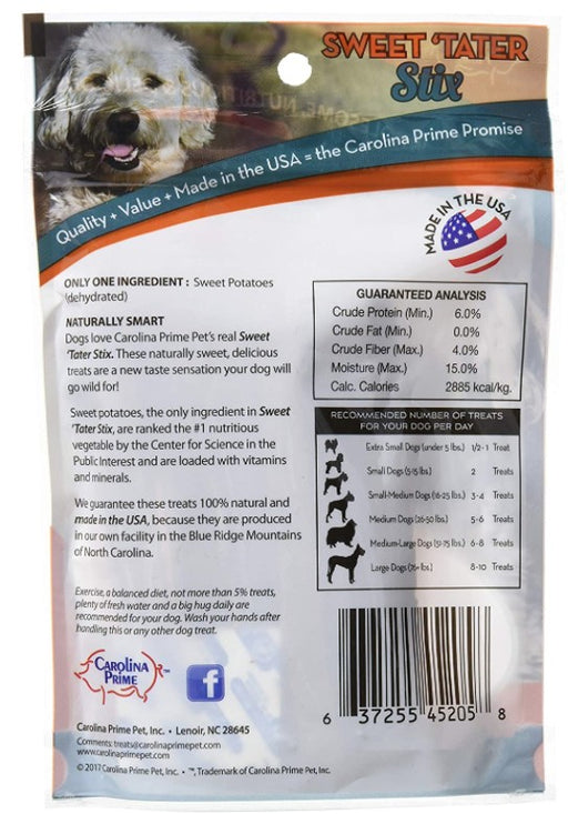 5 oz Carolina Prime Sweet Tater Stix Dog Treats