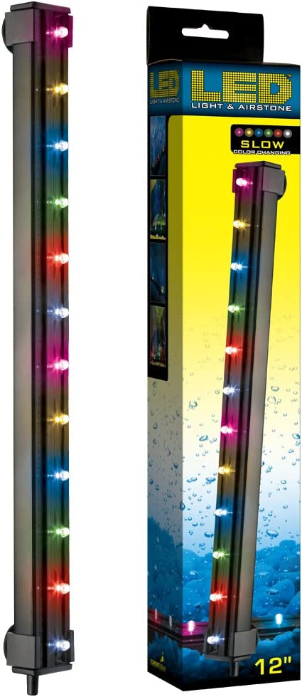 12" long - 1 count Via Aqua LED Light and Airstone Slow Color Changing