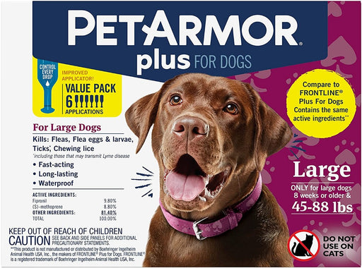 6 count PetArmor Plus Flea and Tick Treatment for Large Dogs (45-88 Pounds)