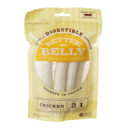 6 count Better Belly Rawhide Chicken Liver Rolls Small