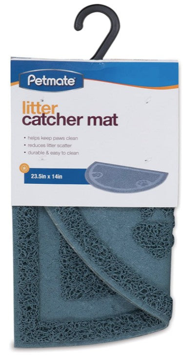 1 count Petmate Half Circle Litter Catcher Mat Blue