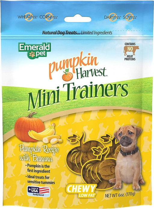 6 oz Emerald Pet Pumpkin Harvest Mini Trainers with Banana Chewy Dog Treats
