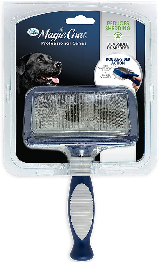 1 count Four Paws Magic Coat Professional Dual-Sided Dog Deshedder